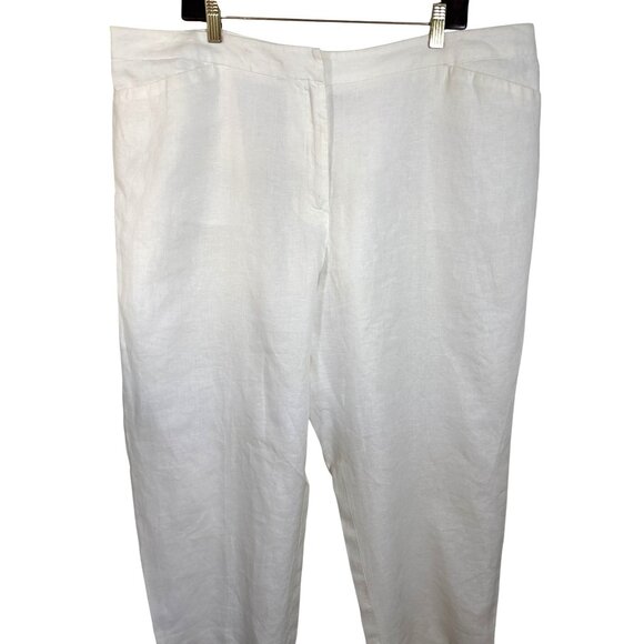 Jones New York Pants Size 20W 100% Linen White Cropped Pockets Lined Tapered Leg - Picture 2 of 8